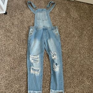 Distressed jean overalls size 24 waist